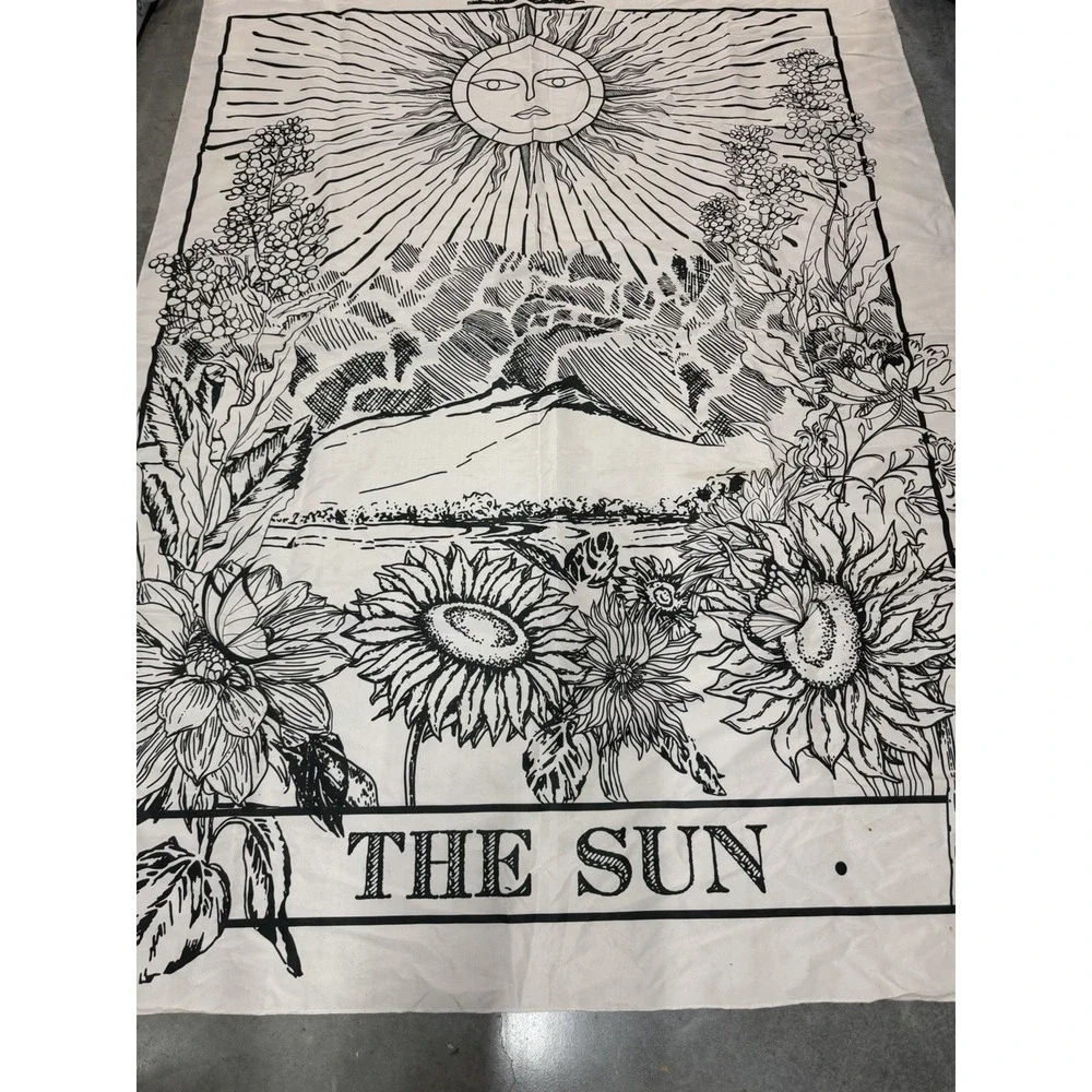Unbranded beige boho floral 'The Sun' tapestry 79x58